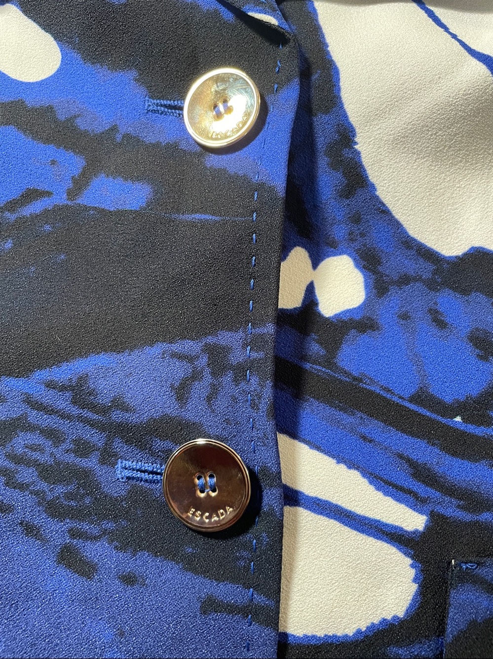 Escada Abstract Print Blazer Electric Blue & White Size Medium - Picture 5 of 12